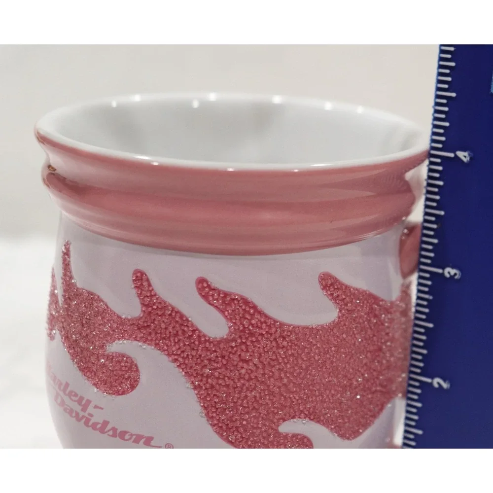 Harley-Davidson Pink and White Sparkled Textured Flames Coffee Mug - Picture 10 of 10